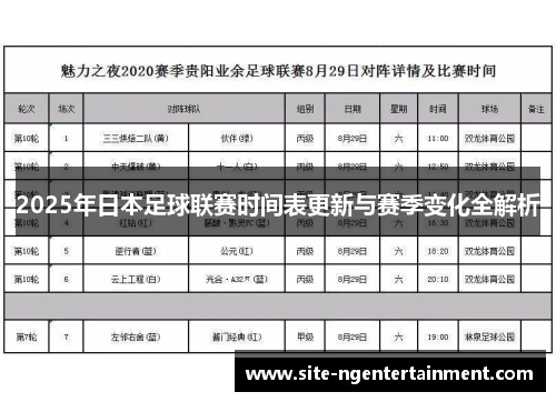 2025年日本足球联赛时间表更新与赛季变化全解析