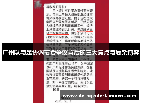 广州队与足协调节费争议背后的三大焦点与复杂博弈