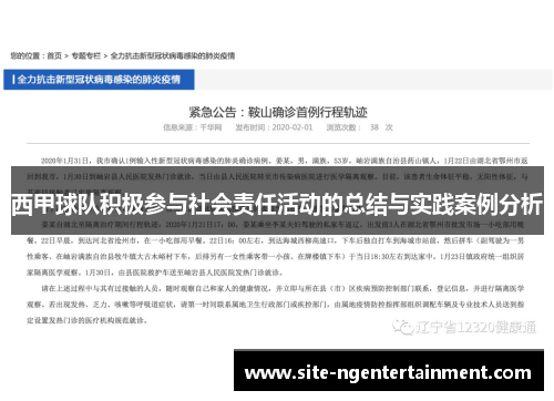 西甲球队积极参与社会责任活动的总结与实践案例分析
